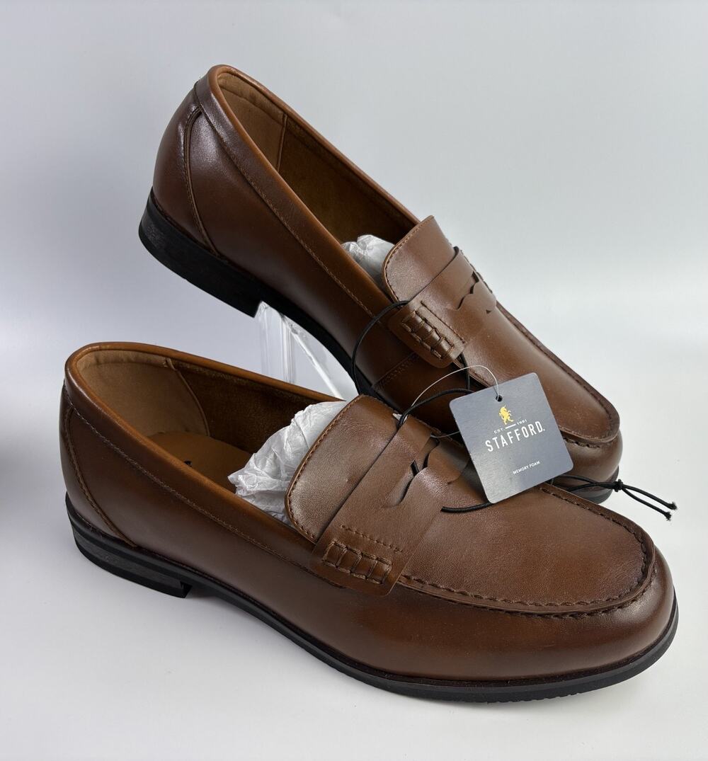 Stafford Men's Flint Slip On Dress Loafers Cognac Size 11M RY1458